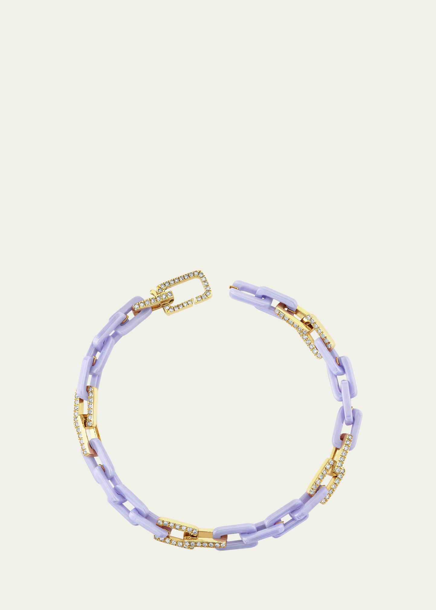 SHAY 18K Rose Gold Pavé Diamond & Lavender Ceramic Mini Deco Link Bracelet | Bergdorf Goodman