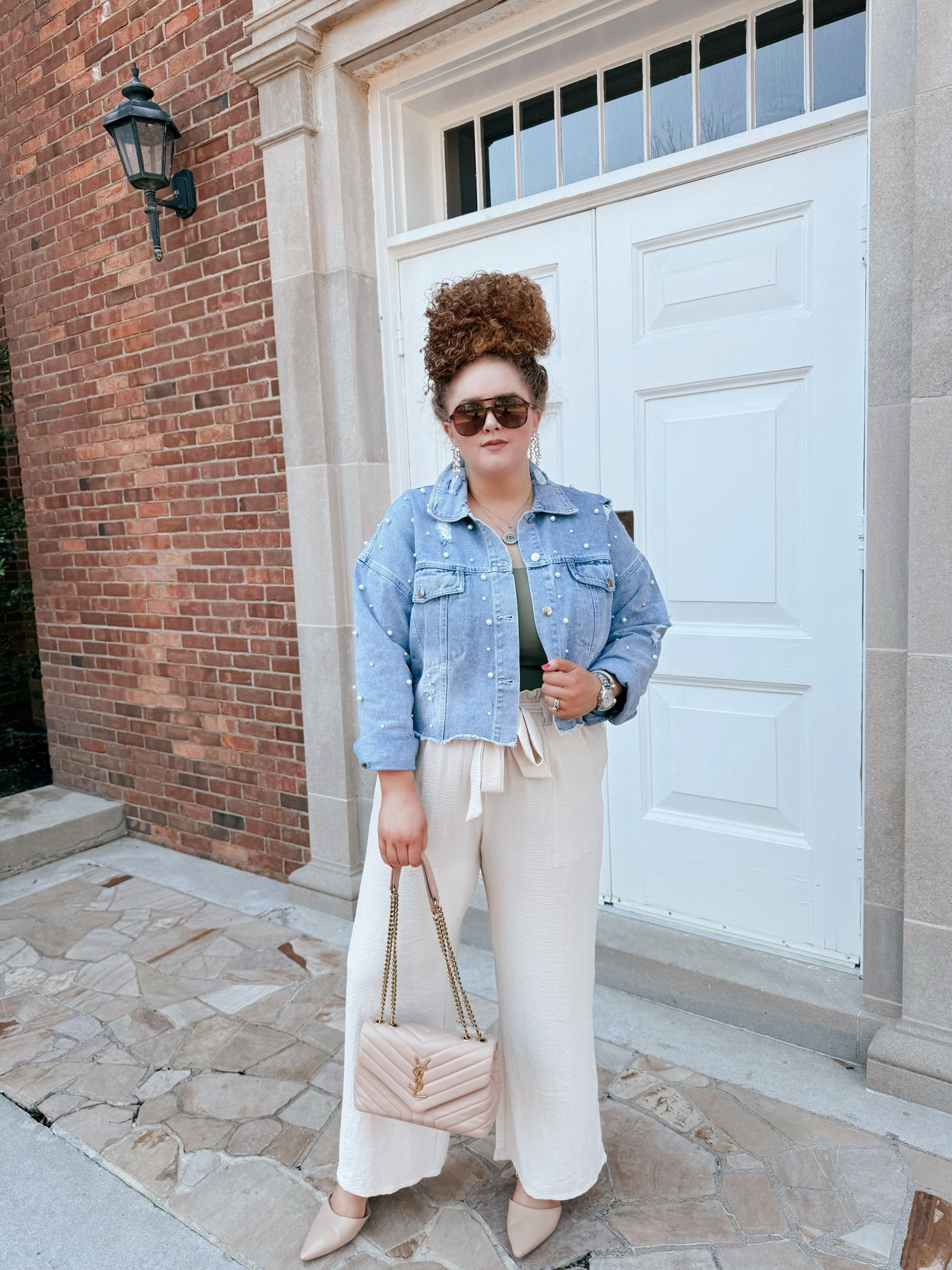 Pearl denim jackets are a closet staple ✨ denim jacket | pearl denim jacket | tank top  | green tank top | amazon tank top | cream pants | palazzo pants | cream palazzo pants | amazon palazzo pants | flowy pants | cream linen pants | amazon cream  pants | amazon pants | mules | nude mules | amazon mules | amazon finds | amazon fashion | amazon look | amazon outfit | spring | spring fashion | spring outfit | spring look | Amazon spring fashion

#LTKSpringSale #LTKmidsize #LTKSeasonal