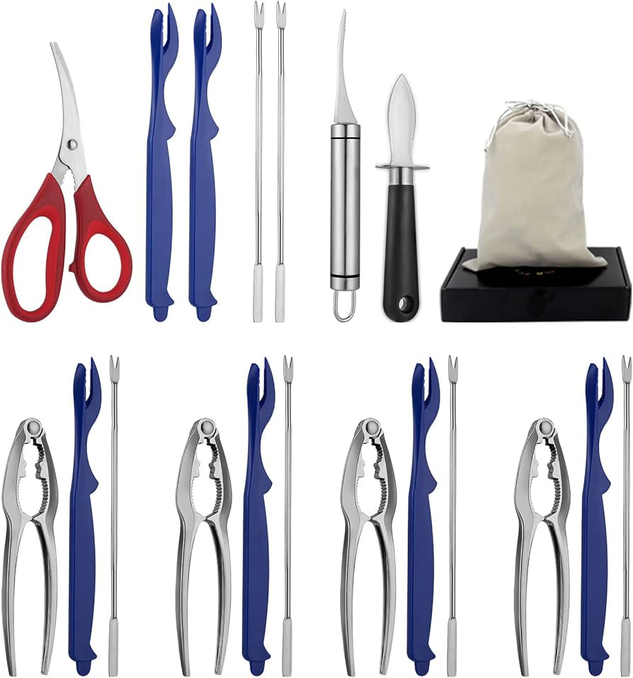 Seafood Tools Set Includes 4 Crab Crackers 6 Seafood Fork 6 Lobster Crackers 1 Seafood Scissors 1... | Amazon (US)