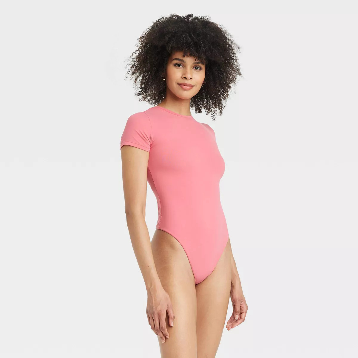 Women's Luxury Collection 4-Way Stretch Short Sleeve Bodysuit - Auden™ Coral Pink M | Target