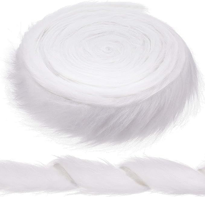 12 Yards Christmas Faux Fur Ribbon White Faux Fur Ribbon Trim 2.5 Inch Wide Faux Fur Fabric Roll ... | Amazon (US)