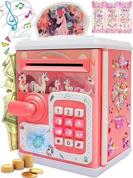 Piggy-Bank-Toys-for Girls,Large Electronic Coin-Cash-Register for-Toddler-Girls-Toys-Age-6-8,Cool... | Amazon (US)