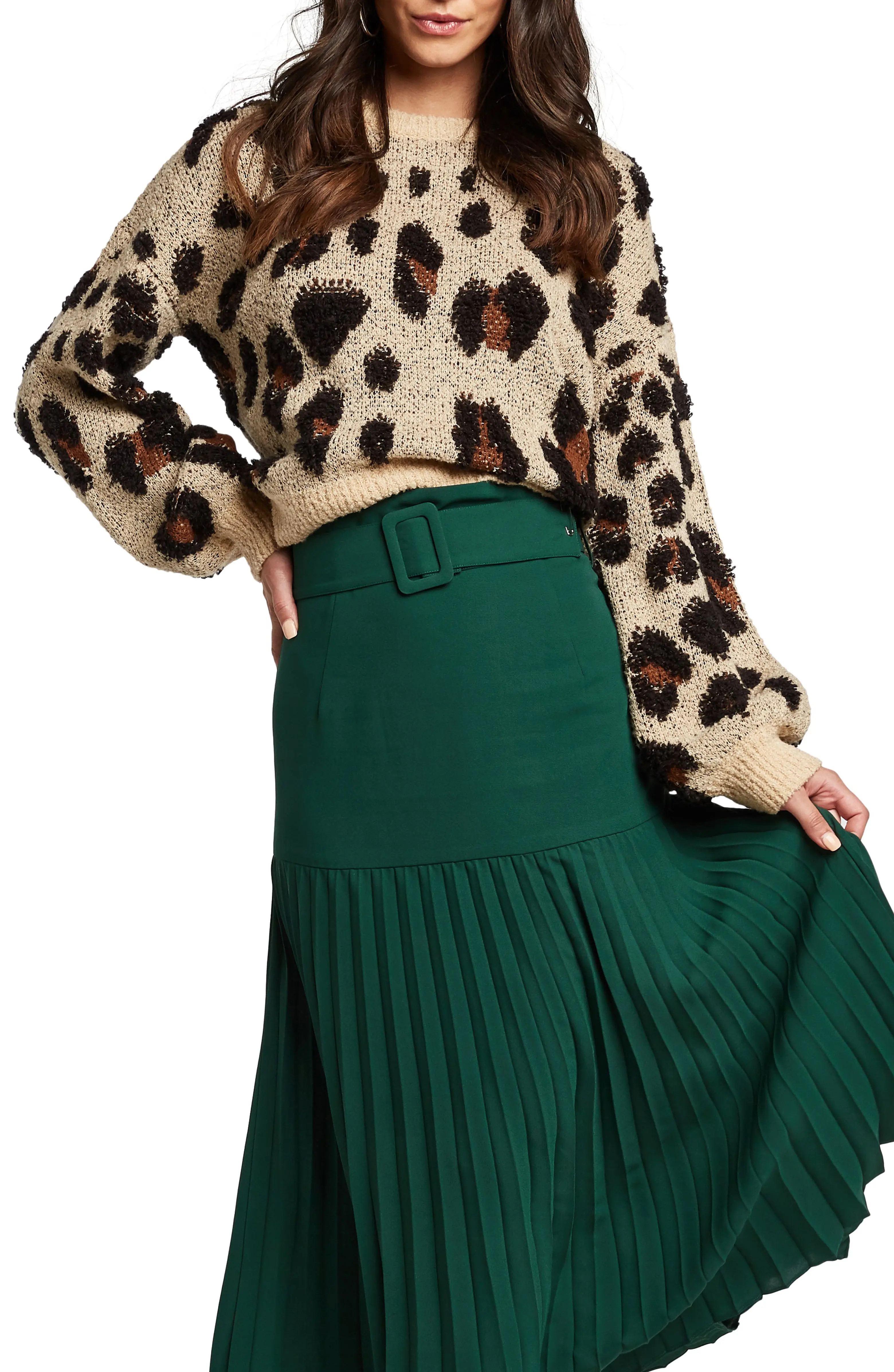 Leopard Slouch Crop Sweater | Nordstrom