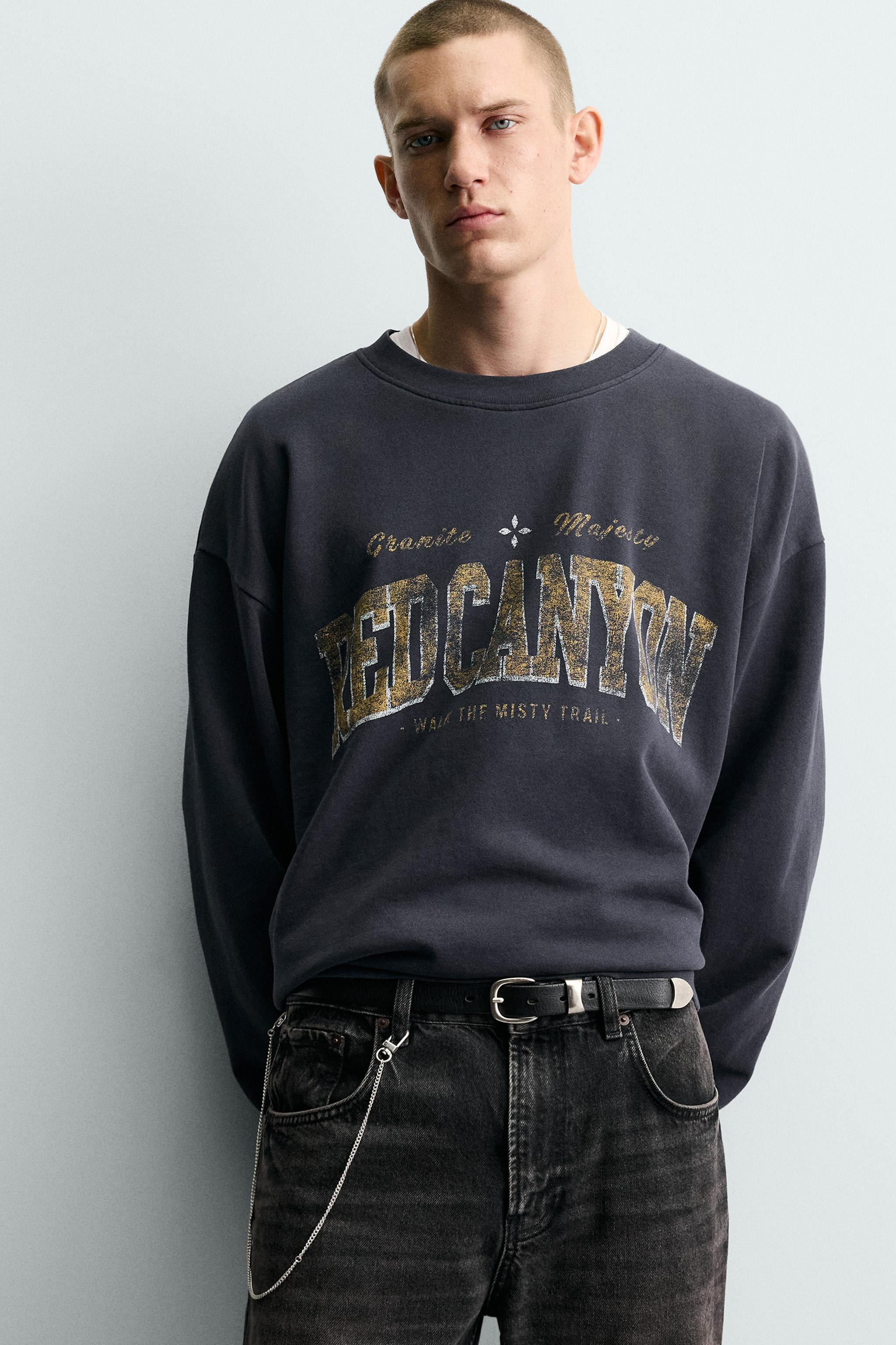 WASHED PRINTED TEXT SWEATSHIRT | Zara US