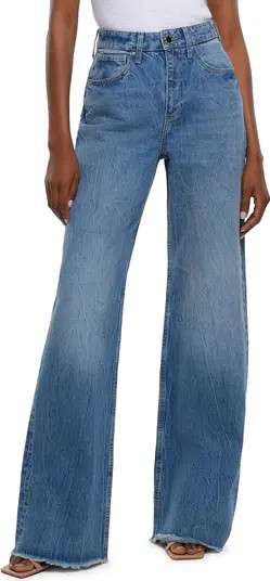 River Island Shrimp Raw Hem Wide Leg Jeans | Nordstrom | Nordstrom