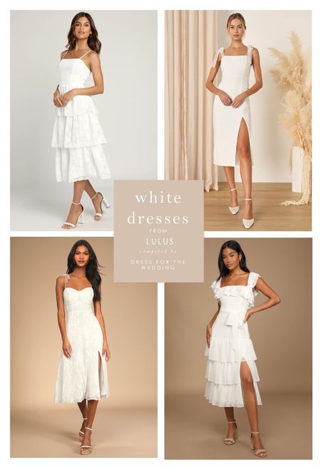 White dresses from Lulus. White dress for bride, Bridal shower dress, bride to be dress, rehearsal dinner dress, wedding welcome party dress, little white midi dress, white dress under 100, tiered dress, off the shoulder dress bachelorette party dress, bride dresses, white graduation dress, sorority dress, ivory midi dress, summer dress, vacation dress, honeymoon dress. Follow Dress for the Wedding on the LIKEtoKNOW.it shopping app to get the product details for this look and more cute dresses, wedding guest dresses, wedding dresses, and bridal accessories, plus wedding decor and gift ideas! 

Follow my shop @dressforthewed on the @shop.LTK app to shop this post and get my exclusive app-only content!


#LTKfindsunder100 #LTKwedding #LTKparties