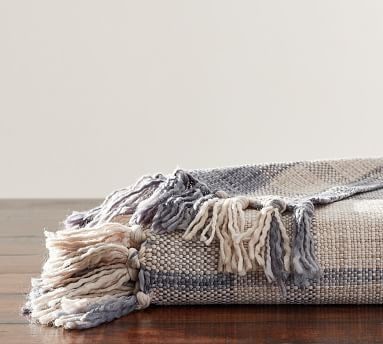 Textured Plaid Throw, 50 x 60"", Blue | Pottery Barn (US)