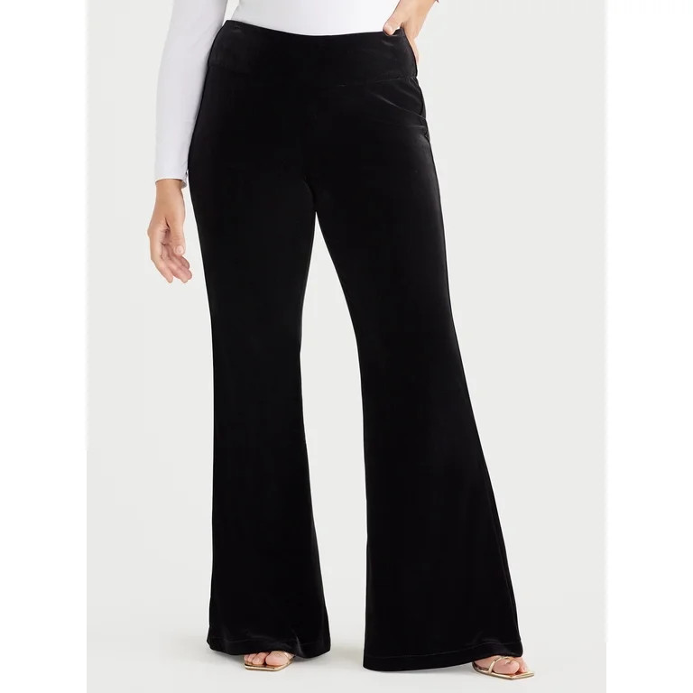 Sofia Jeans Women's Plus Size Melissa Flare Velour Pants, 32.5" Inseam, Sizes 1X-5X | Walmart (US)