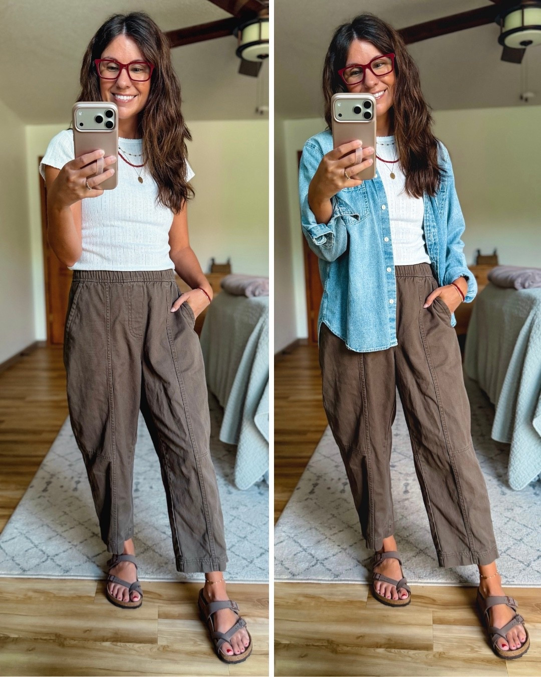 Granola girl outfit of the day♥️✨🤎

Small in my tee and xs petite in my pants (I bought these last year—I linked this year’s version of them). My denim shirt is size small and I also linked another one I own and love from Gap Factory (xs in that). My Birkenstock sandals are size 36.

#LTKSeasonal #LTKPetite #LTKootd
