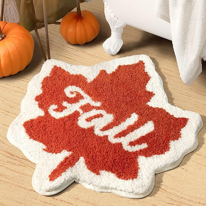Fall Bathroom Rugs, Cute Bath Mats for Bathroom, Maple Leaf Bath Rug Non Slip, Washable Absorbent... | Amazon (US)