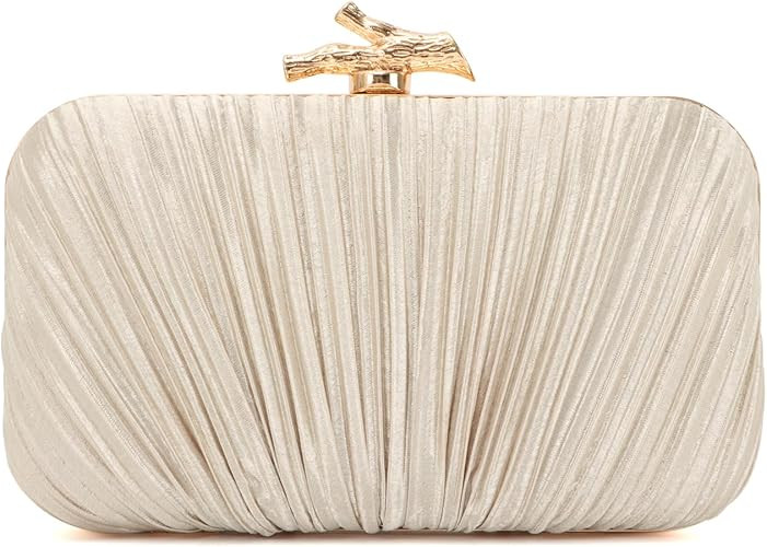 Clutch Purses for Women Evening Bag Pleated Clutch Bag with Chain for Wedding Party | Amazon (US)