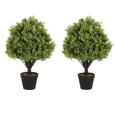 Hallam 24-Inch Indoor or Outdoor Faux Boxwood Topiary in Pot | Wayfair North America