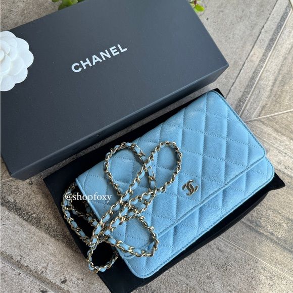 Chanel Classic Light Blue Caviar WOC Wallet On Chain Crossbody | Poshmark