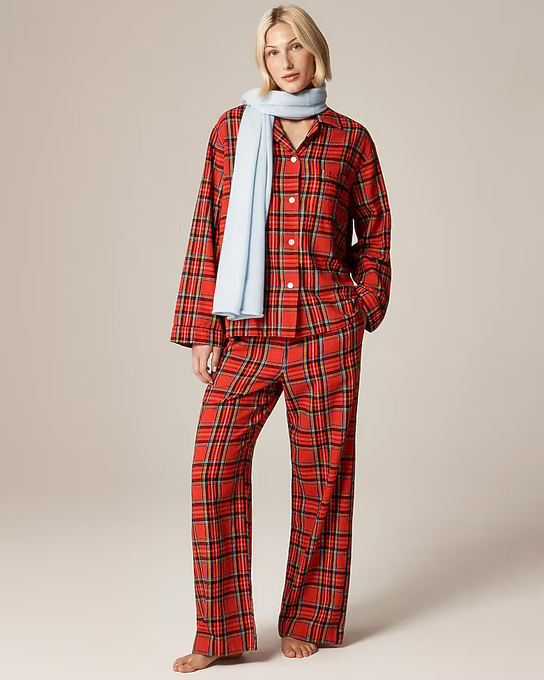 Flannel long-sleeve pajama pant set in Good Tidings plaid | J. Crew US