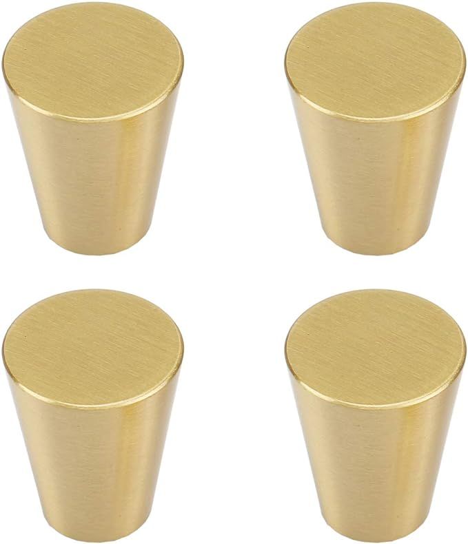RZDEAL 4Pcs 0.79"x0.98" Solid Brass Cabinet Knobs Handle Cone Shoe Book Drawer Knob Handle (Brass... | Amazon (US)