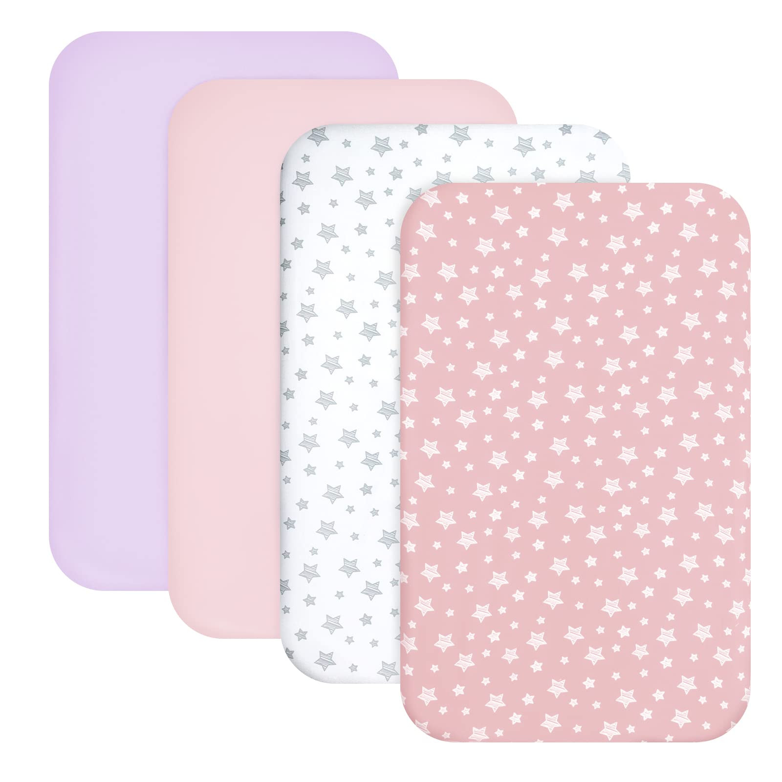 Mini Crib Sheets Fitted 4 Pack for Girls (38" X 24"), Compatible with Dream on Me, Delta Porta Cr... | Amazon (US)