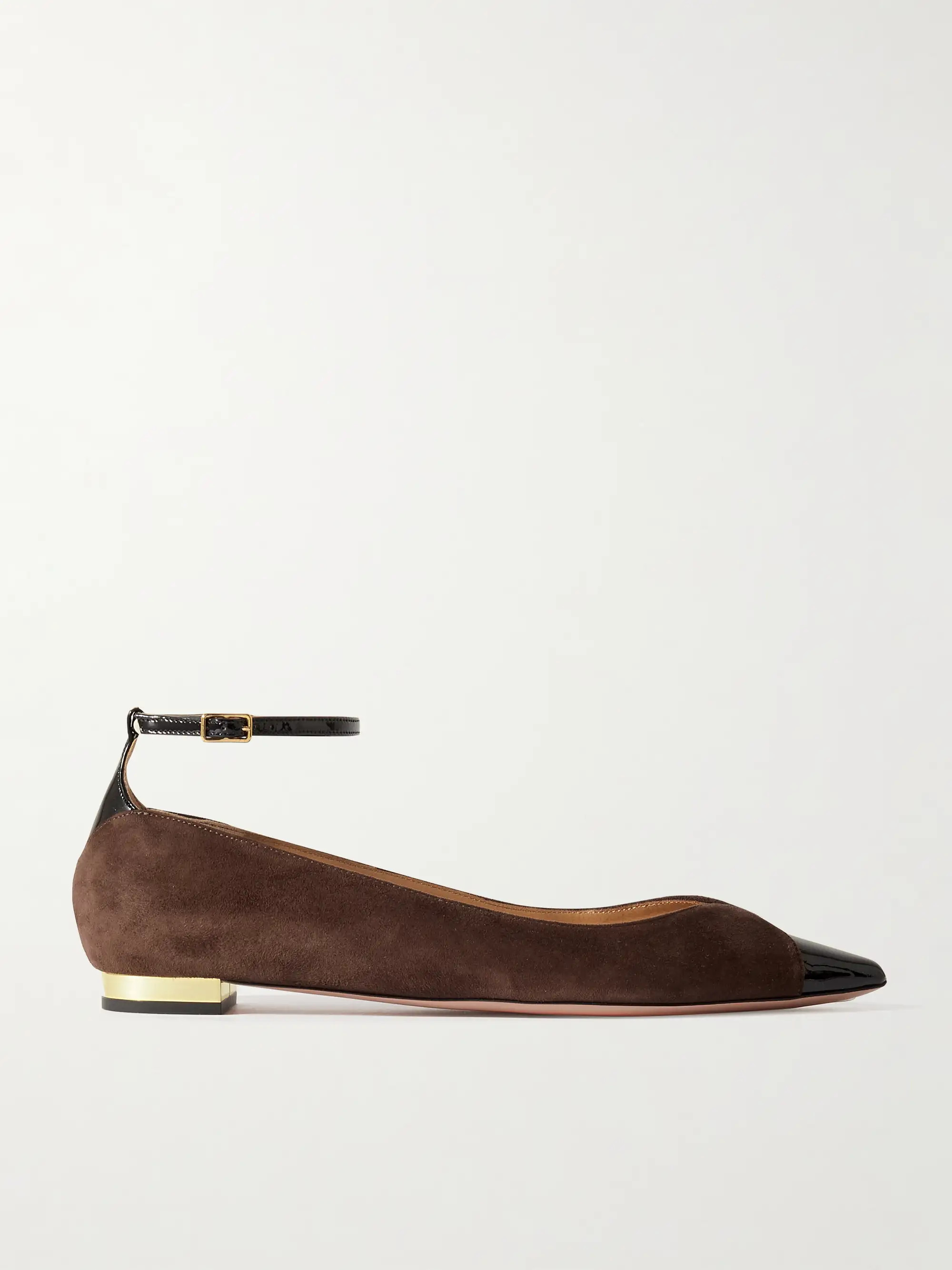 AQUAZZURAPinot two-tone patent leather-trimmed suede ballet flats | NET-A-PORTER (US)