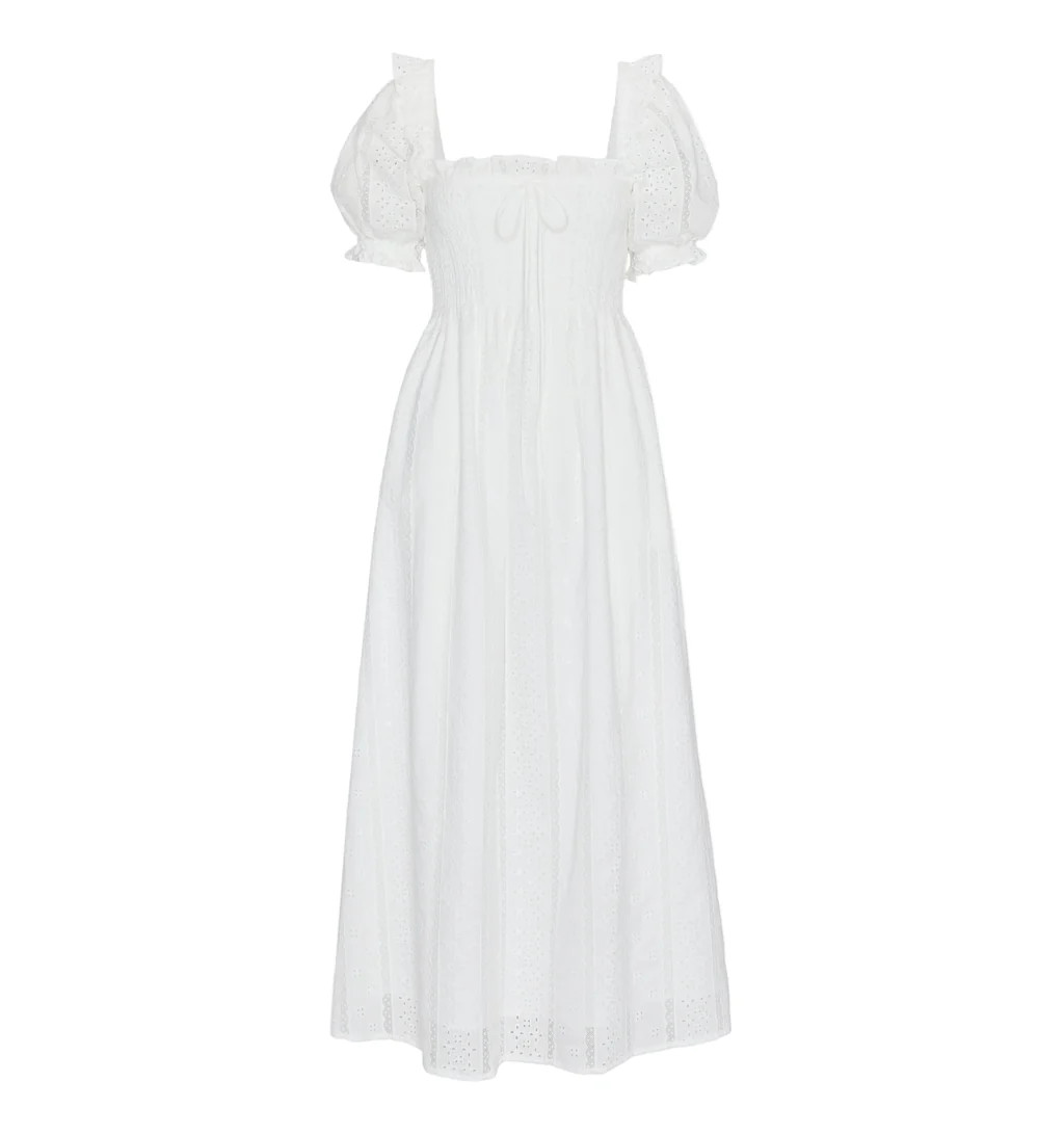 The Scarlett Nap Dress in White Broderie Voile | Over The Moon