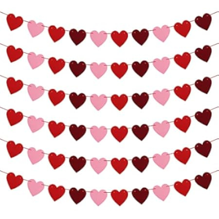 Valentines Day Decoration-3.9 Inches Valentine's Day Decor Heart Banner Pink&Red Pack of 40 NO DIY V | Amazon (US)