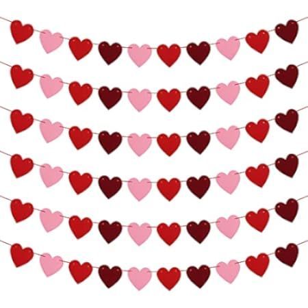 Valentines Day Decoration-3.9 Inches Valentine's Day Decor Heart Banner Pink&Red Pack of 40 NO DIY V | Amazon (US)