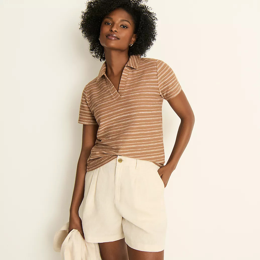 Women's High Rise Pleated A-line 5" Linen Shorts | Lands' End (US)