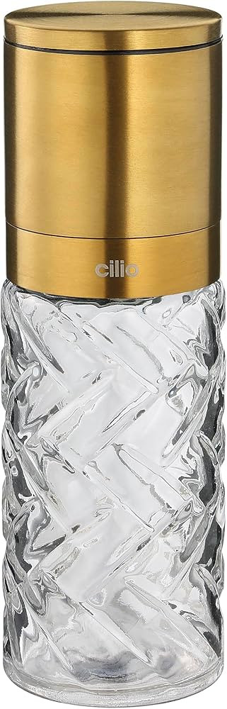 Cilio Cristallo Glass/Stainless Steel Salt or Pepper Mill, Gold, 2" by 6.7" H - Glass Gold Salt a... | Amazon (US)