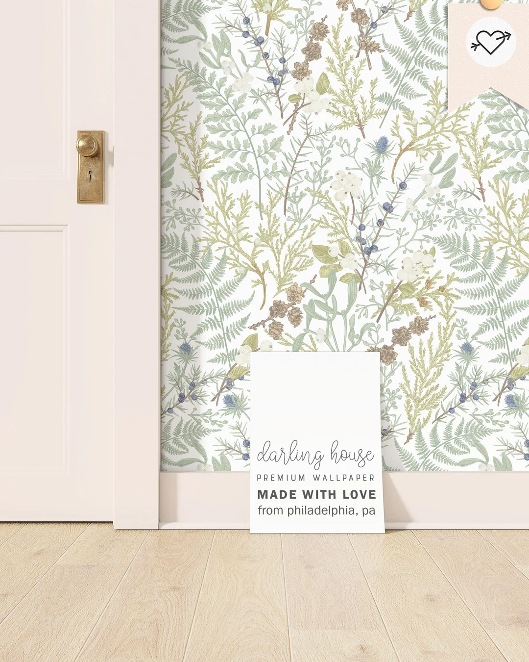 Small Sage Green Botanical Wallpaper | Premium Removable Peel Stick | Woodland Forest Mural | Apo... | Etsy (US)