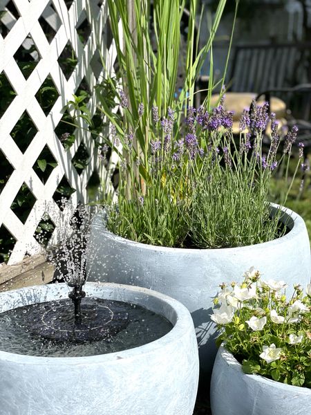 My favorite solar fountain and planter trio ✨ 

Fountain is on sale now! 

#LTKhome #LTKSpringSale #LTKfindsunder50