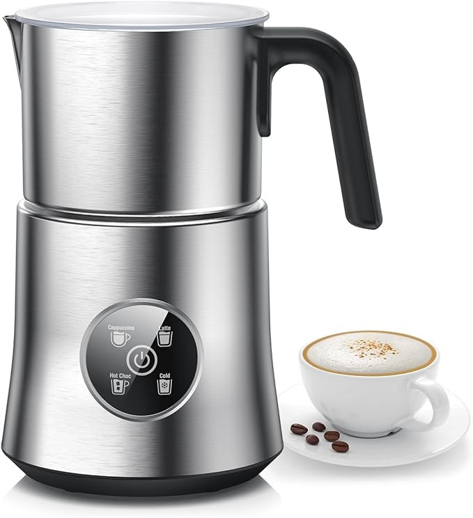 Milk Frother and Steamer, Large Capacity & Detachable Electric Milk Frother, Automatic Warm and C... | Amazon (US)