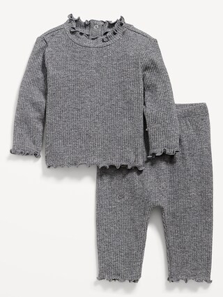 Plush-Knit Lettuce-Edge Top and Pants Set for Baby | Old Navy (US)