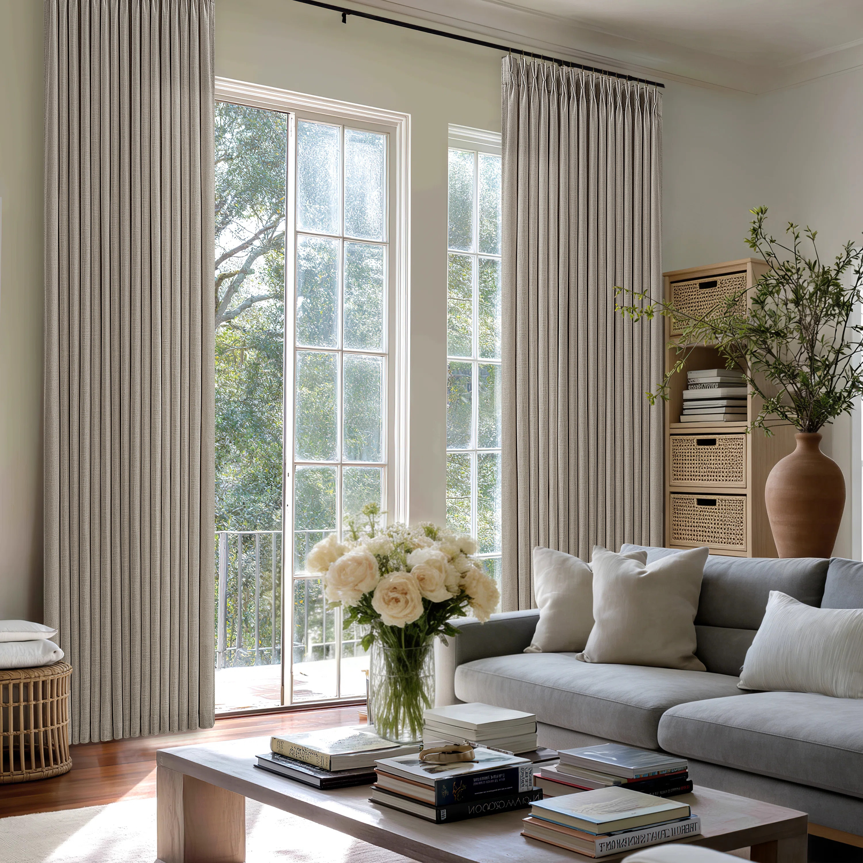 Thick Linen Fabric Memory Trained Pinch Pleated Solid Farmhouse And Modern Rustic Curtains for Di... | Wayfair North America
