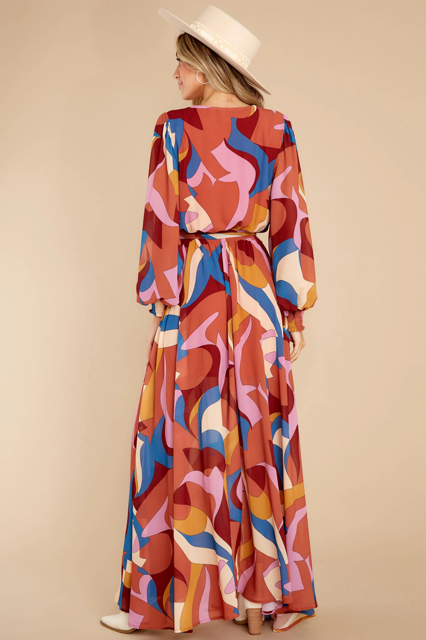 Overnight Celebrity Rust Orange Multi Maxi Dress | Red Dress 