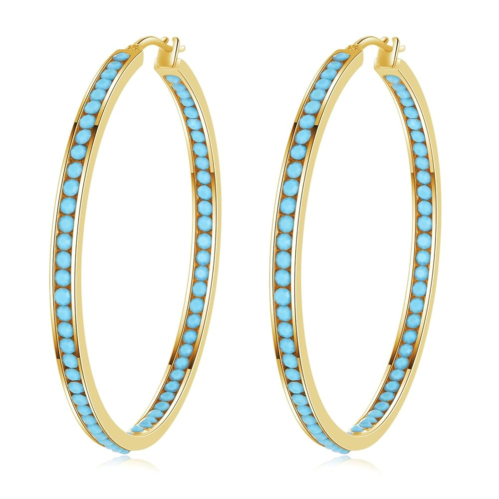 CiNily Mult-colors Crystal Stainless Steel Hoop Earring for Women Hypoallergenic Jewelry for Sens... | Amazon (US)
