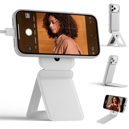 MOFT Phone Stand, Magnetic Phone Tripod Stand Stain-Resistant MOVAS Leather & Angle Adjustment & Strong Magnets Tripod for iPhone 17/16/15/14/13/12 (Included Metal Ring)-Misty Cove | Amazon (US)