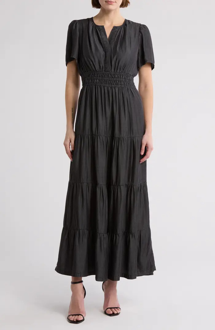 Rio Lyocell Short Sleeve Tiered Maxi Dress | Nordstrom Rack