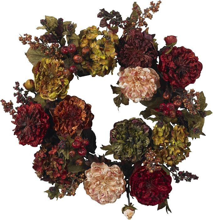 Nearly Natural 22in. Autumn Hydrangea Peony Wreath | Amazon (US)