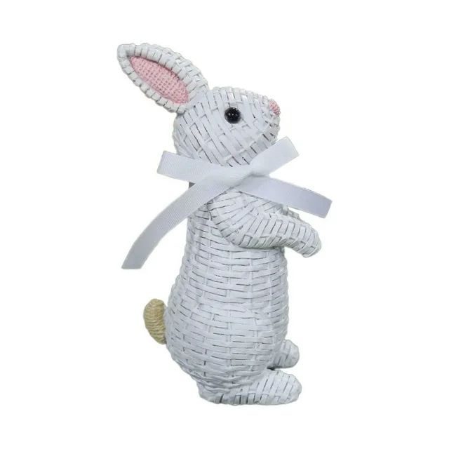 Milue Easter Bunny Figurine Resin Rattan Woven Rabbit Statue Art Crafts Decoration | Walmart (US)