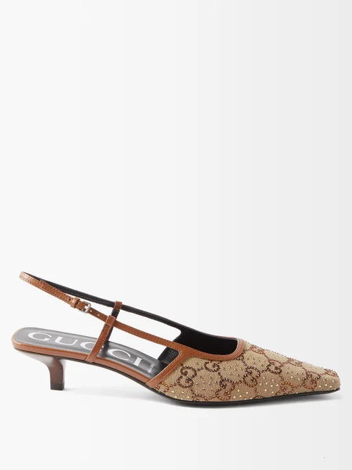 Gucci - Tom Crystal-embellished Pumps - Womens - Beige | Matches (US)