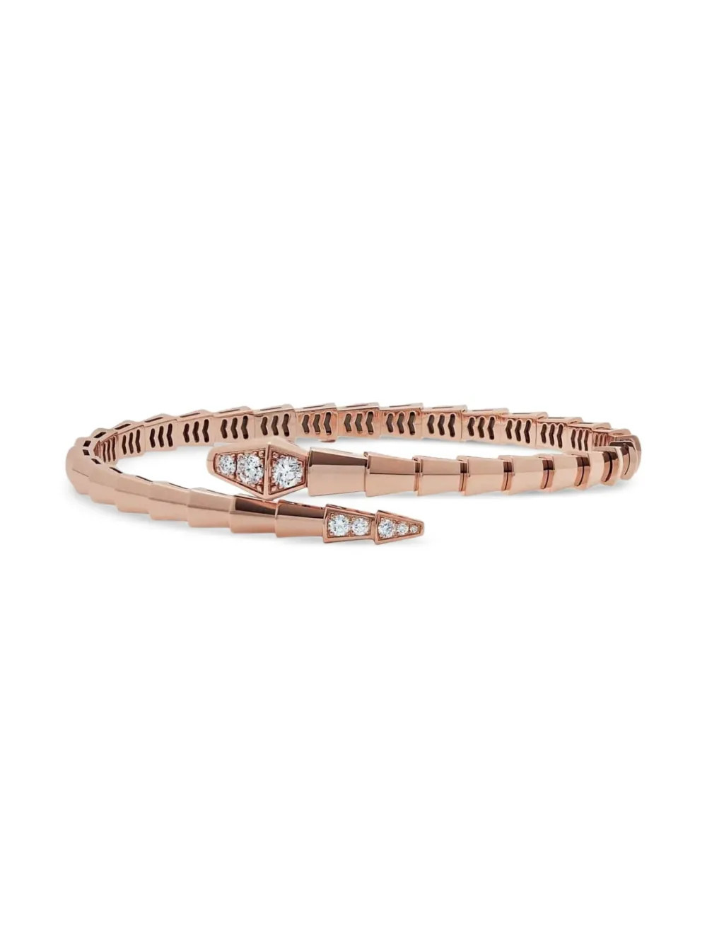 Bvlgari 18K rose gold Serpenti Viper diamond bracelet - Pink | Farfetch Global