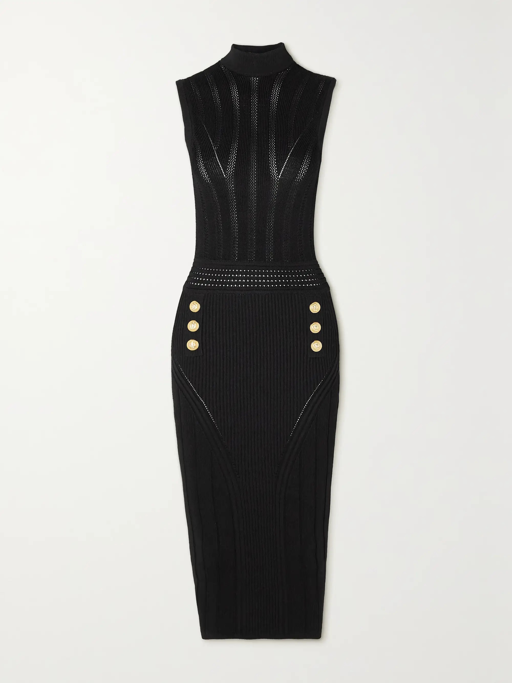 Open-back embellished paneled ribbed-knit midi dress | NET-A-PORTER (UK & EU)