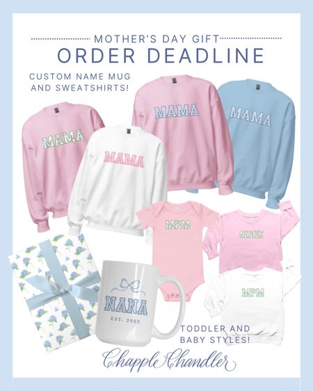 Mother’s Day Gift Ideas! Order deadline is TONIGHT!! 🩵
Custom name sweatshirts onesie toddler sweater mug wrapping paper

#LTKkids #LTKGiftGuide #LTKfamily