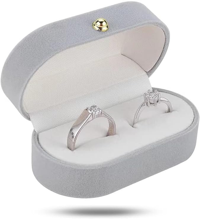 Double Ring Box - Velvet Wedding Ring Box for Engagement/Valentine's Day/Anniversary, Or for Earr... | Amazon (UK)
