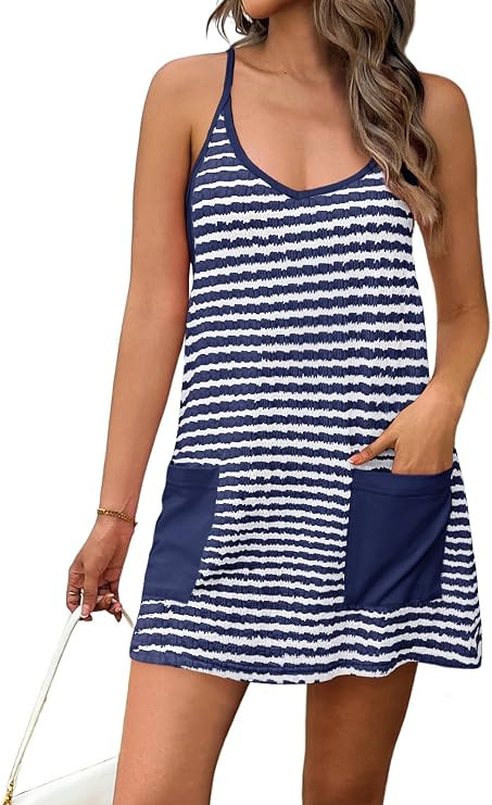 Fisoew Womens Tennis Athletic Dress Mini Romper Dress with Built in Shorts Summer Vacation Outfit... | Amazon (US)