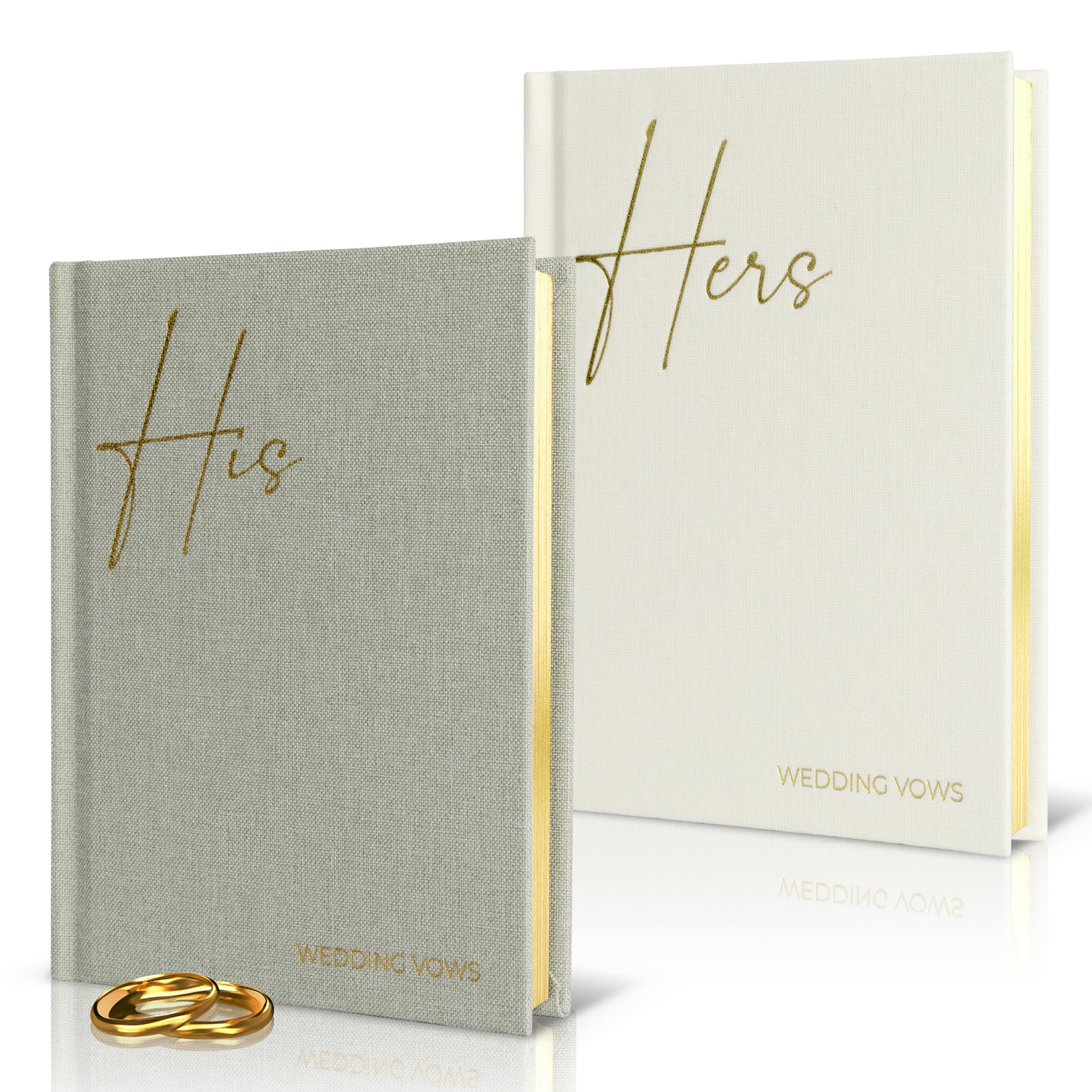 Elegant Linen Wedding Vow Books With Gold Foil Lettering - Perfectly Sized His and Hers Vow Books... | Amazon (US)