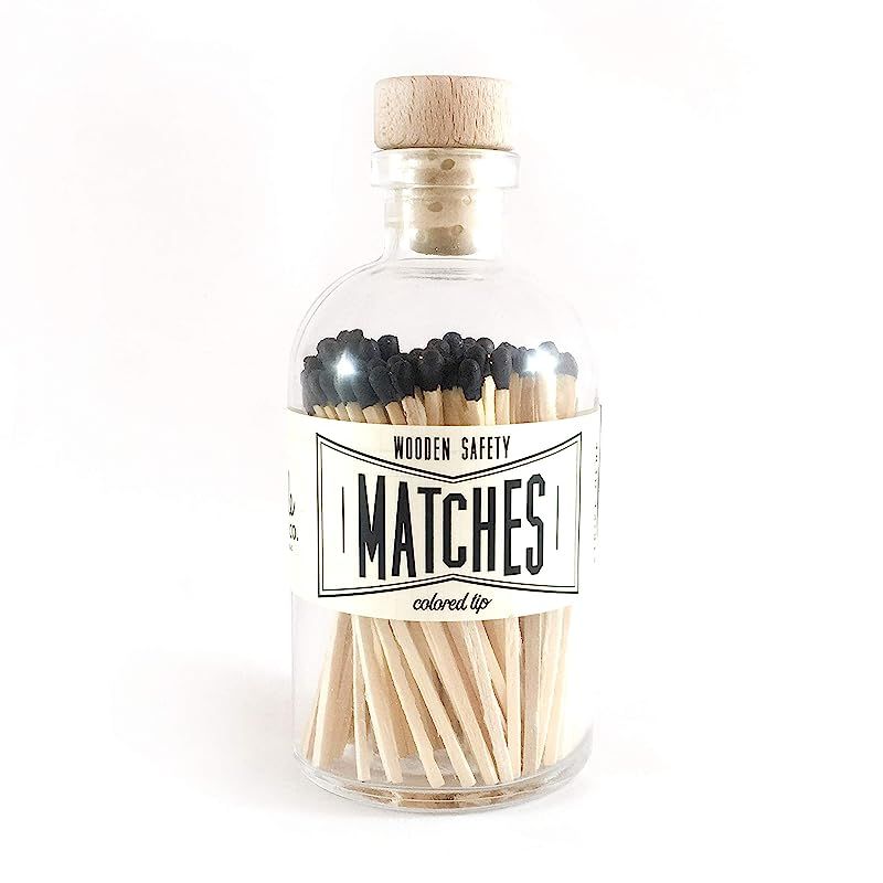 Black Tip Colored Matches. Match Sticks Decorative Glass Bottle. Farmhouse Home Decor. Unique Gif... | Amazon (US)