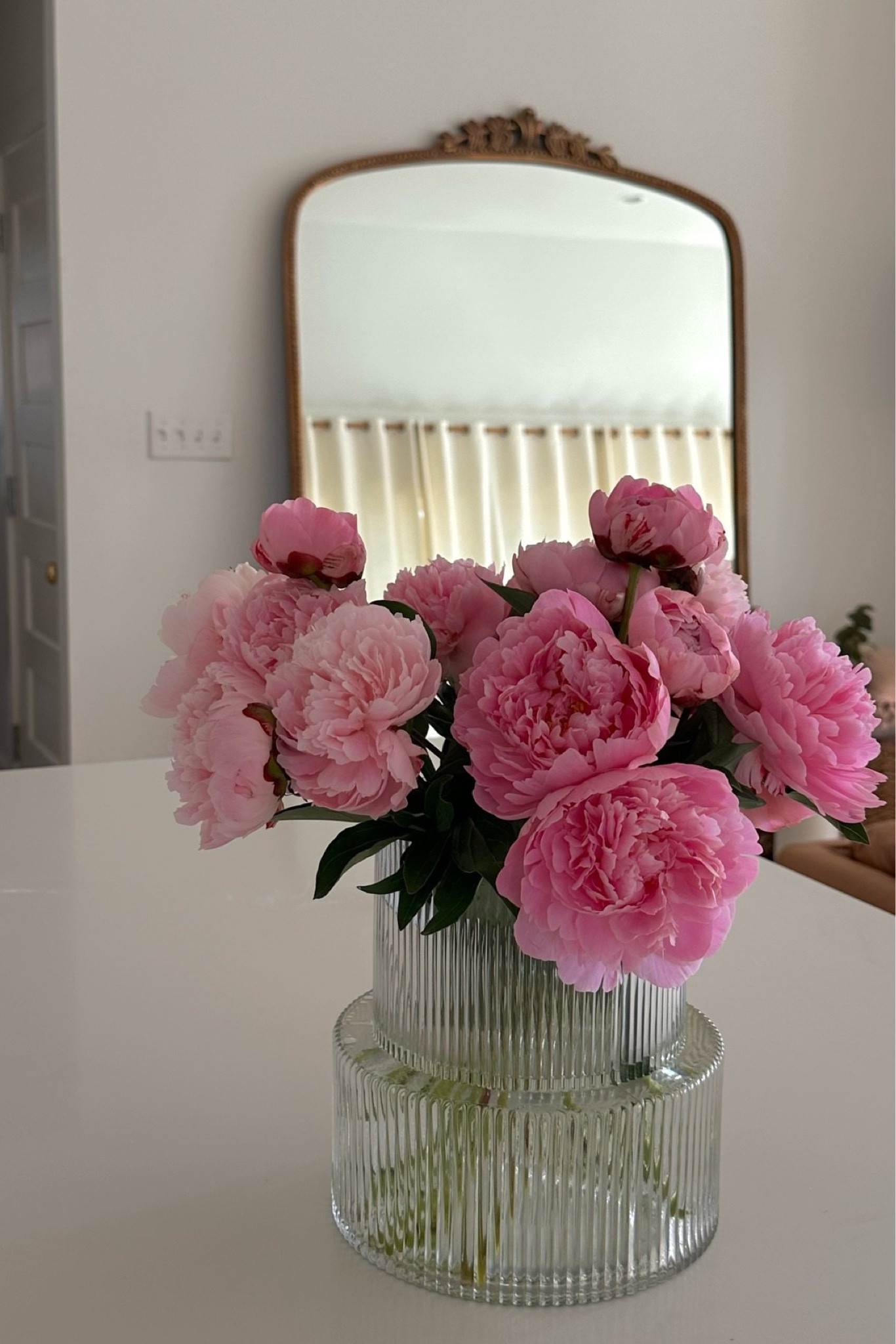 Clear glass vase in fluted glass. Diameter at top 6 1/4 in. Height 8 1/4 in.

#LTKbeauty #LTKfamily #LTKhome