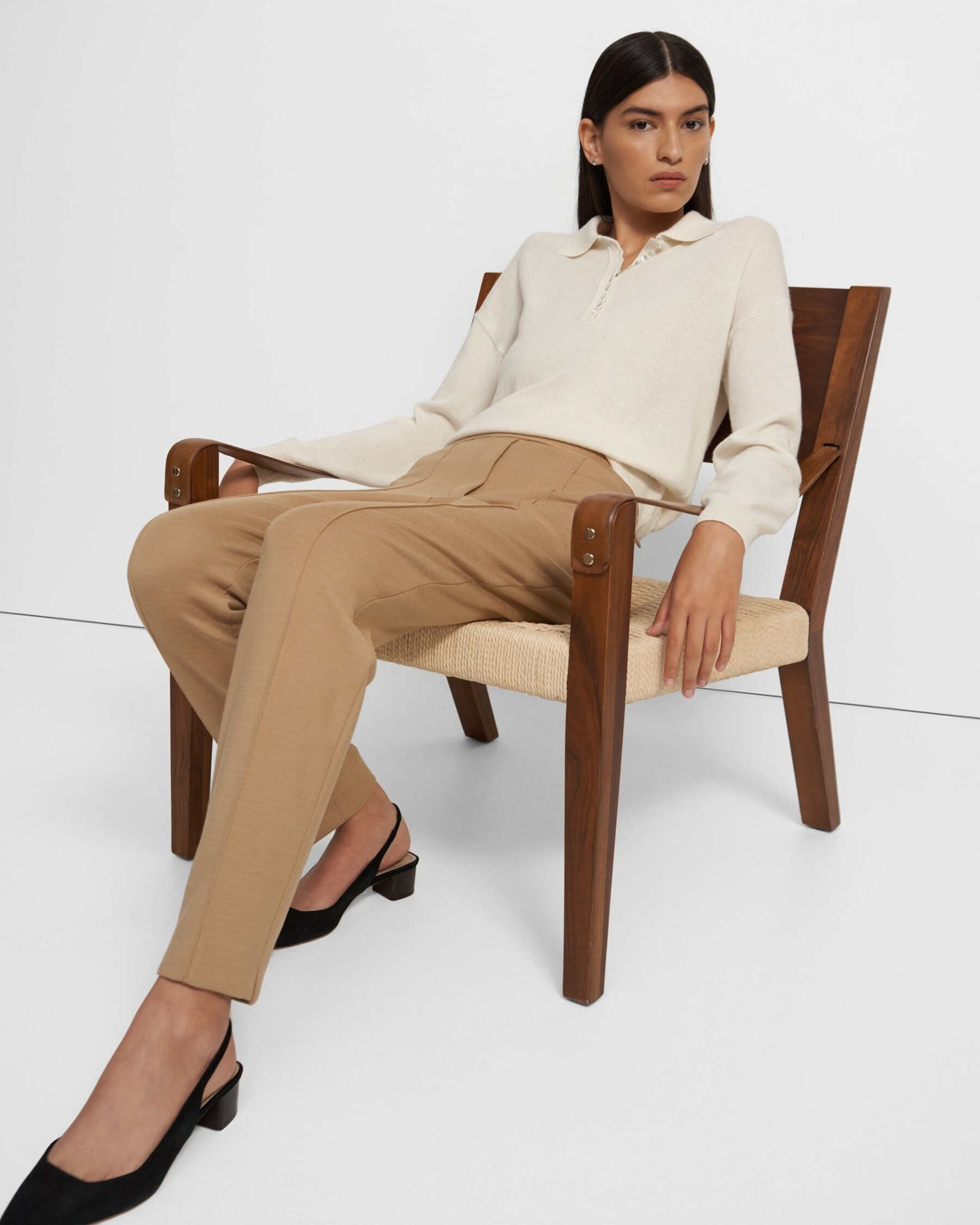 Pull-On Waist Pant in Double-Knit Viscose | Theory