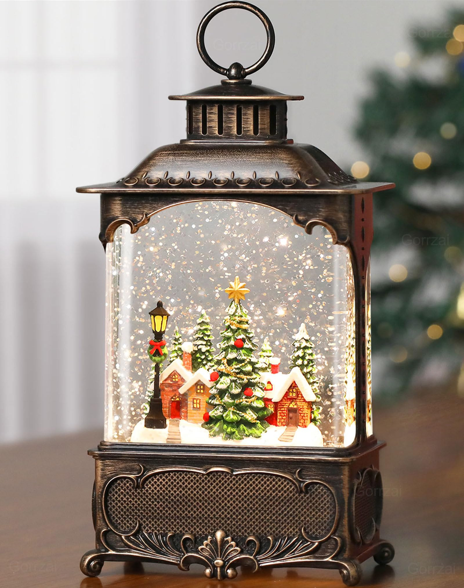 Christmas Snow Globe Lantern with Music Timer Swirling Glitter, Lighted Christmas Decorations Ind... | Amazon (CA)
