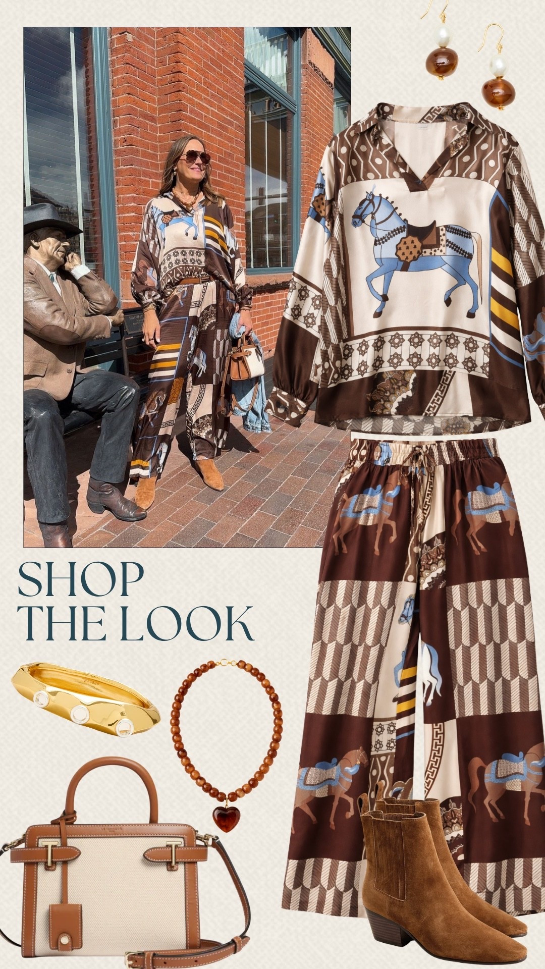 This printed set from Benaar LA is such a statement piece. The mix of patterns and warm tones gives a fun feel! We paired it with some fun accessories that mix well with the set!

#LTKOver40 #LTKMidsize #LTKSeasonal