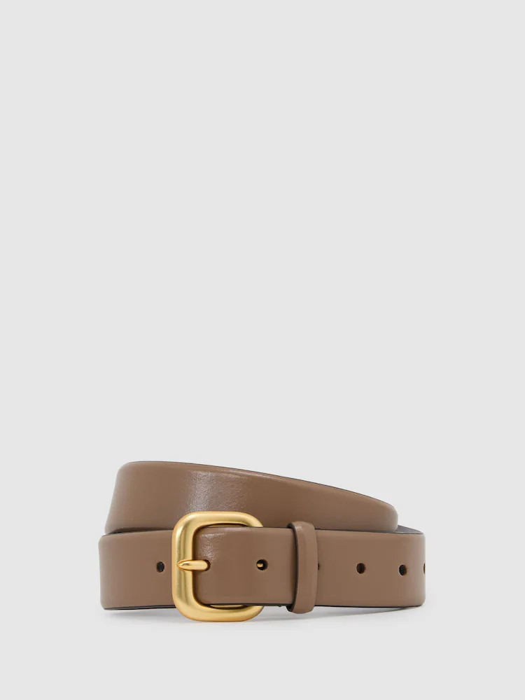 Buy Reiss Taupe Arden Leather Square-Buckle Belt from Next United Arab Emirates | Next UAE